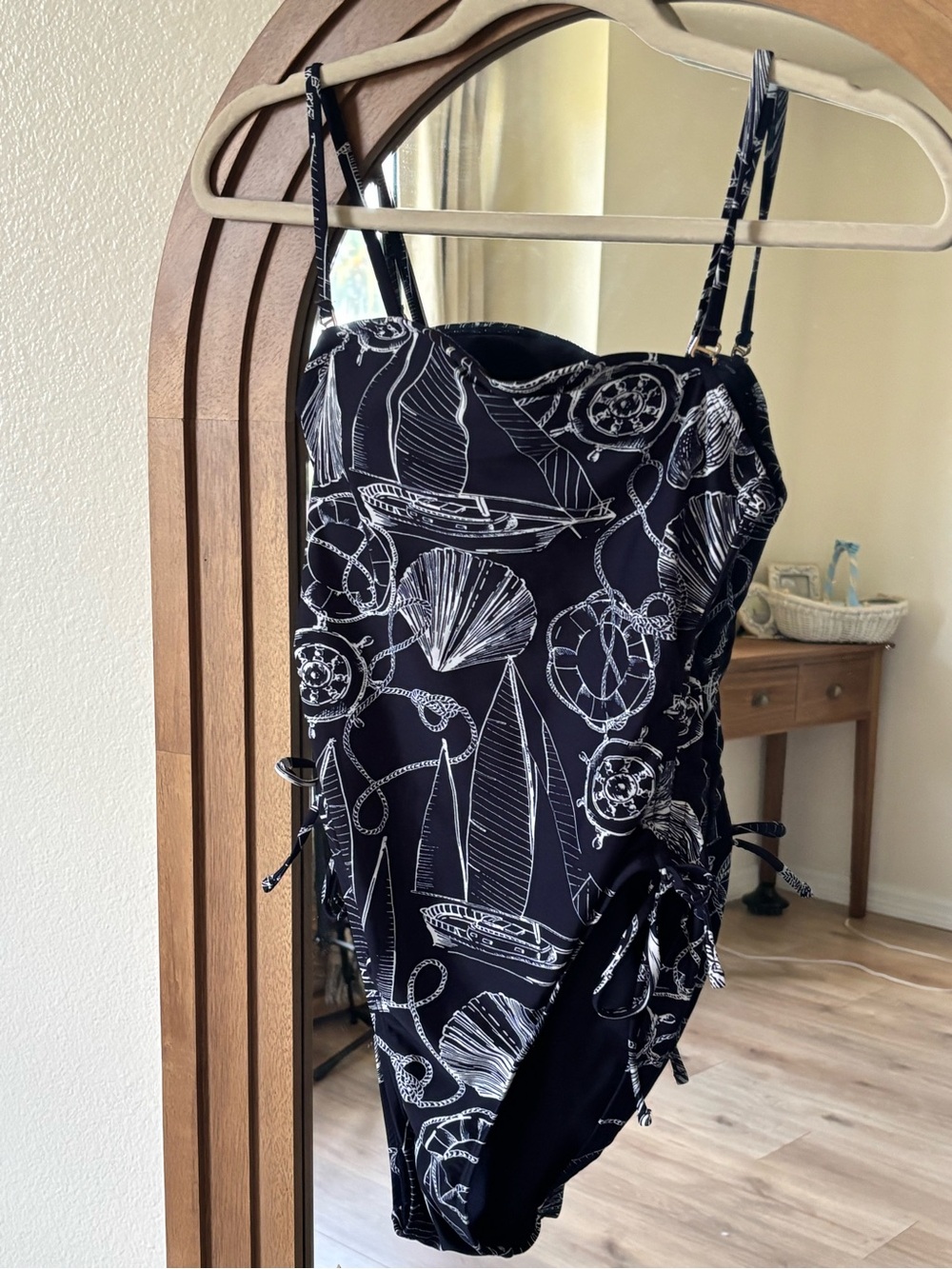 Nautica navy and White Nautical Print One-Piece Swimsuit